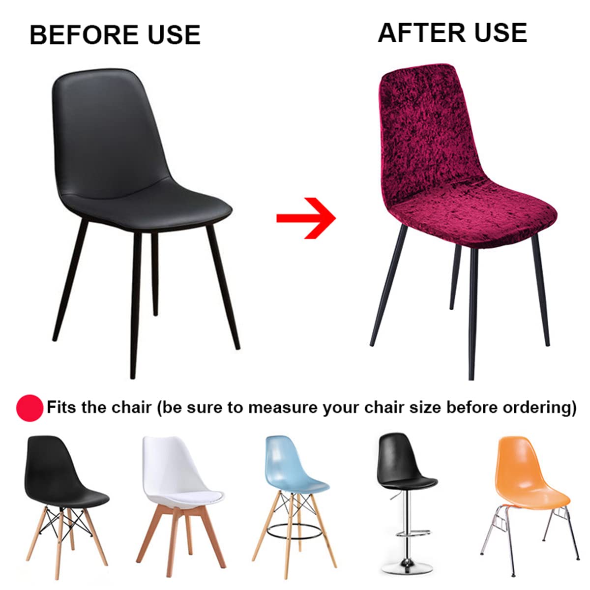 Velvet Stretch Dining Chair Covers Set of 2/4/6 - Washable Armless Slipcovers for Kitchen & Side Chairs - Soft Velvet Seat Protectors (Pink, 2 Pack) - Perfect for Dining Rooms, Restaurants & Home Decor