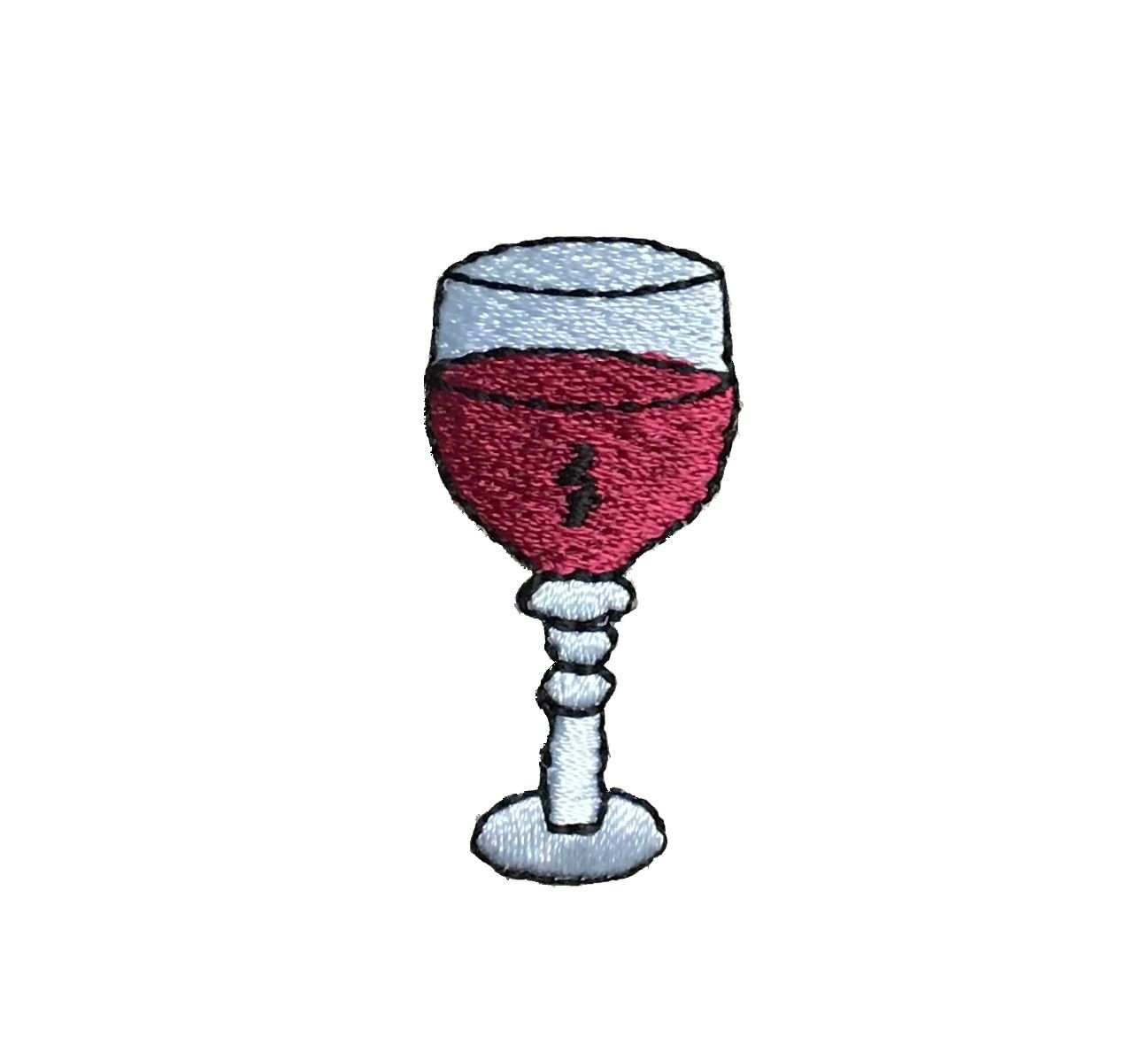 Elegant Red Wine Glass Embroidered Iron-On Patch for DIY Clothing, Hats & Bags - Perfect for Wine Lovers & Craft Enthusiasts