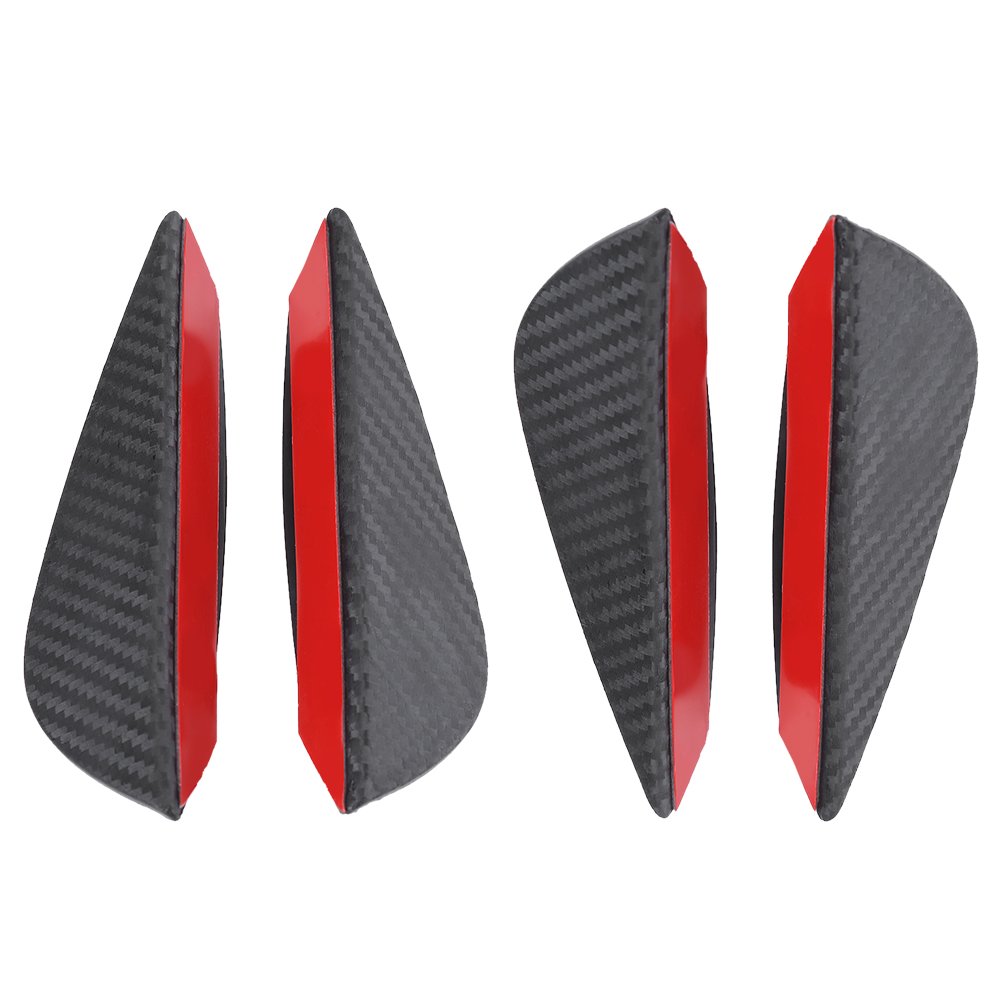 Universal ABS Carbon Fiber Front Bumper Lip Spoiler Kit - 4Pcs Car Bumper Fins & Canards Trim for Enhanced Aerodynamics - Perfect for Sports Cars, Tuner Vehicles & Performance Upgrades