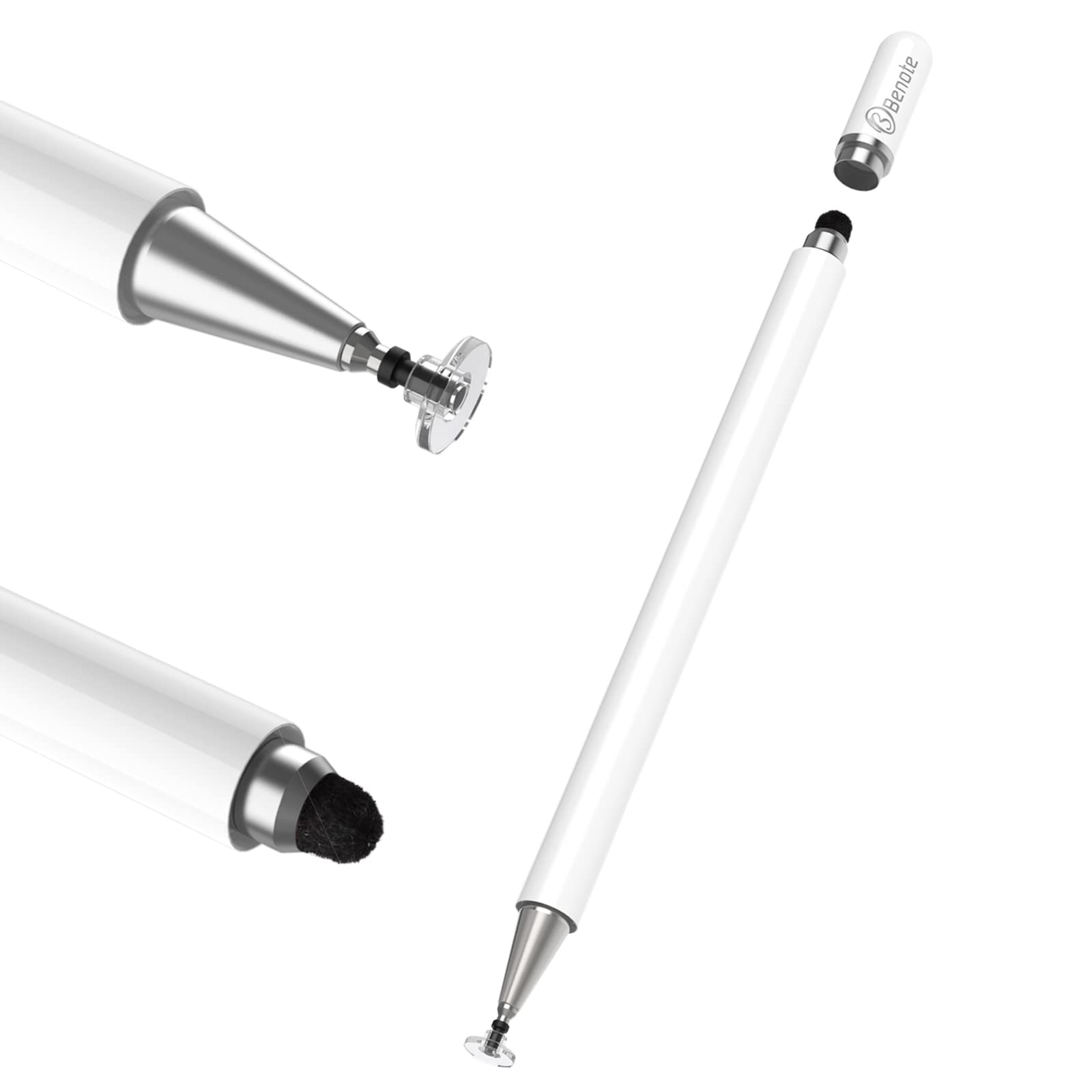 Benote Stylus Pen for iPad & Android Tablets - High Sensitivity Fine Point Capacitive Pencil with Magnetic Cover Cap | Compatible with Apple iPad Pro/Air/Mini, iPhone, Microsoft Surface | Perfect for Drawing, Note-Taking & Digital Art