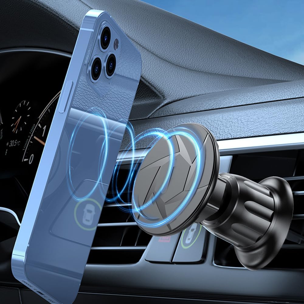 2023 Upgraded N52 Super Magnetic Car Phone Holder - 360° Rotatable Universal Vent Mount Compatible with MagSafe & All Smartphones - Perfect for Hands-Free Driving & GPS Navigation
