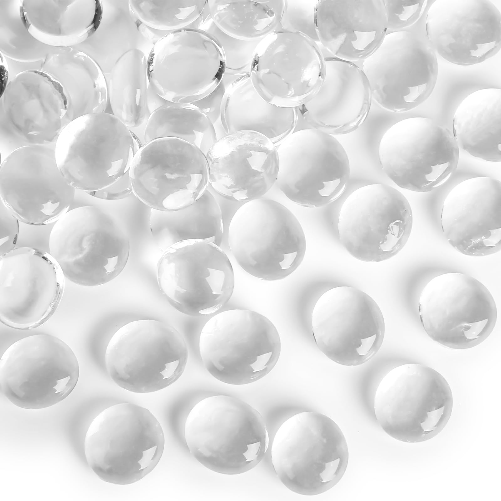 FUTUREPLUSX 50PCS Clear Glass Marbles - Premium Transparent Decorative Stones for Vases, Fish Tanks & Aquariums | Floral Arrangement Fillers, DIY Craft Supplies | Perfect for Home Decor, Wedding Centerpieces & Tabletop Displays