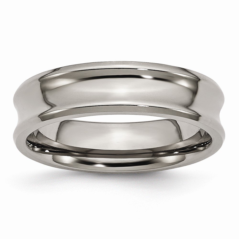 Black Titanium 6mm Polished Beveled Edge Band Ring for Men
