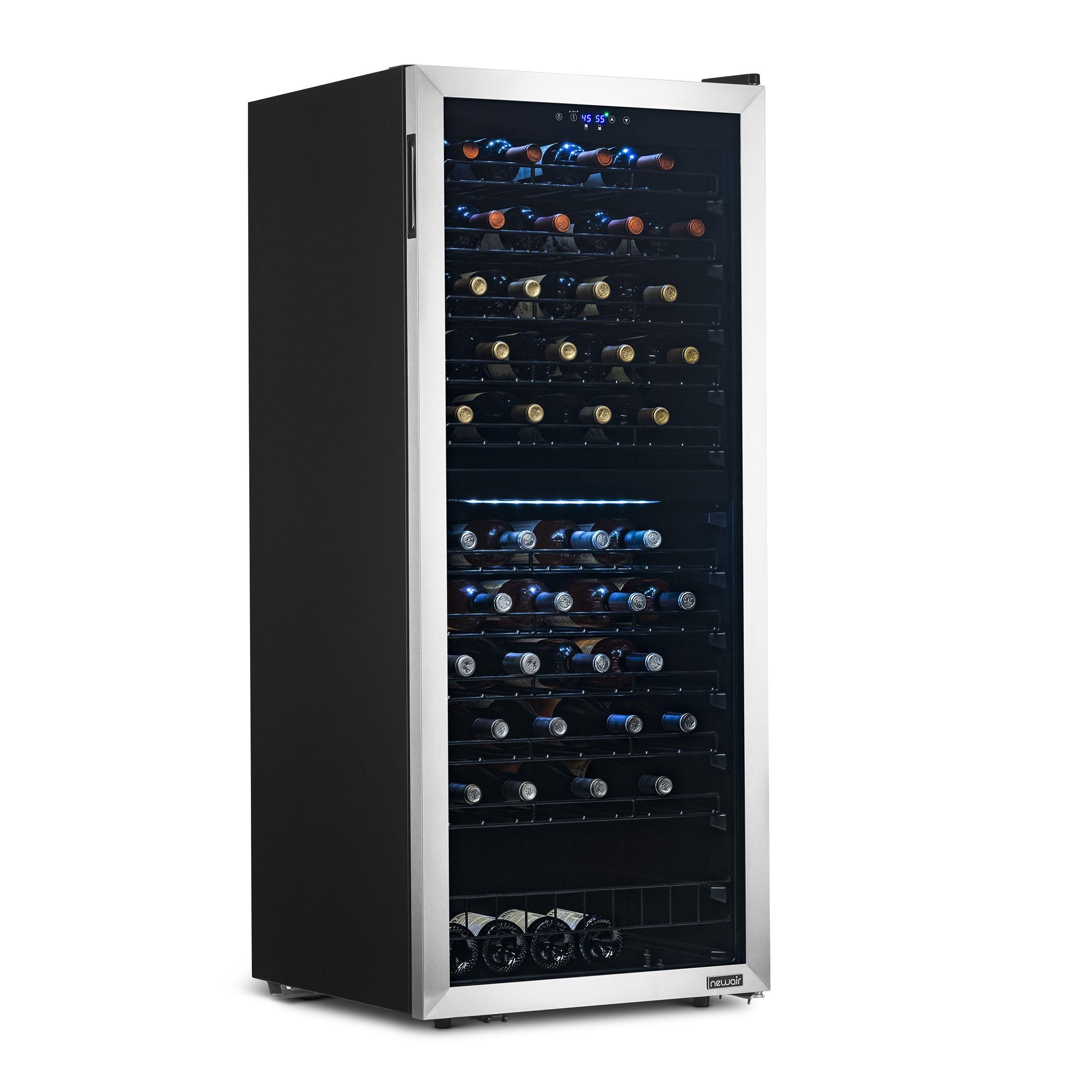 Newair® 98 Bottle 23 Inch Stainless Steel Freestanding Dual Zone Wine Cooler Refrigerator - Perfect for Home Bars, Restaurants, and Wine Cellars