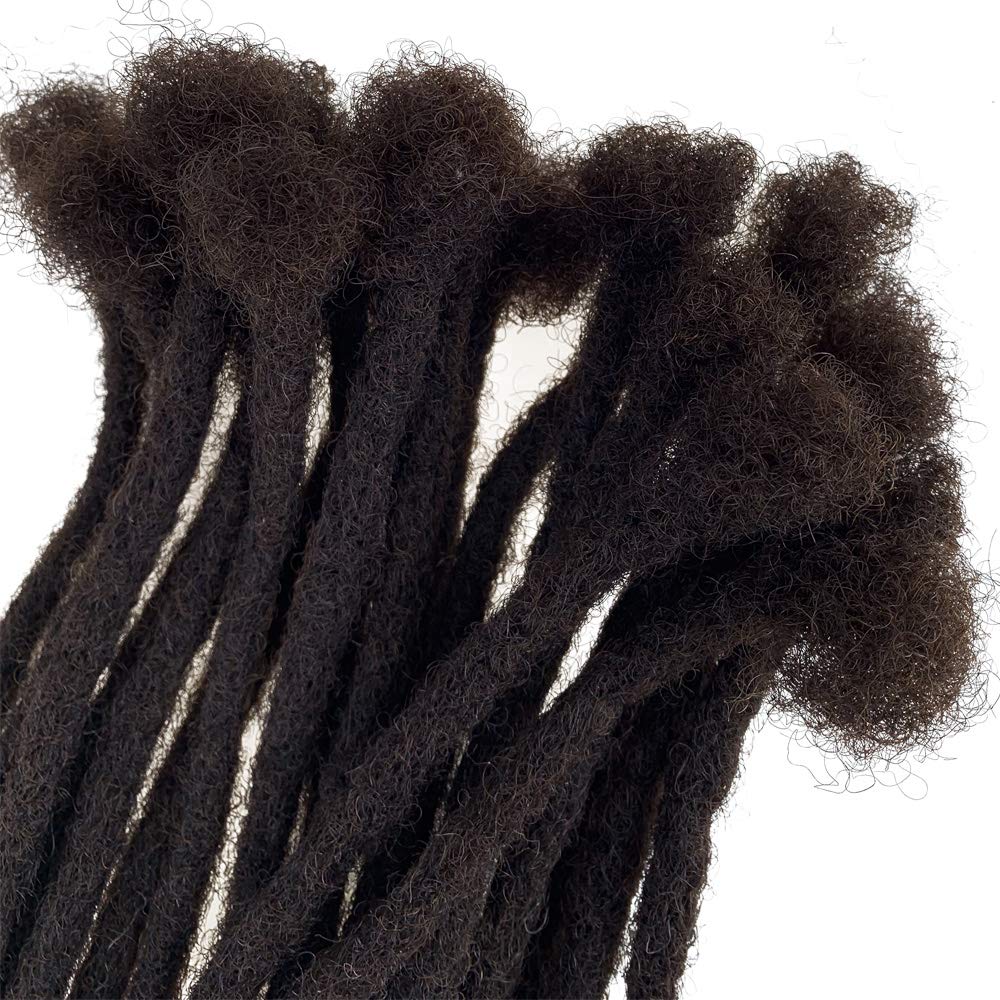 YONNA Handmade Human Hair Dreadlocks Extensions - Medium Size 0.8cm (0.32inch) Width, Dark Brown #2, 8inch Length - 60 Locs Bundle - Perfect for Protective Styles, Cosplay & Natural Hair Care
