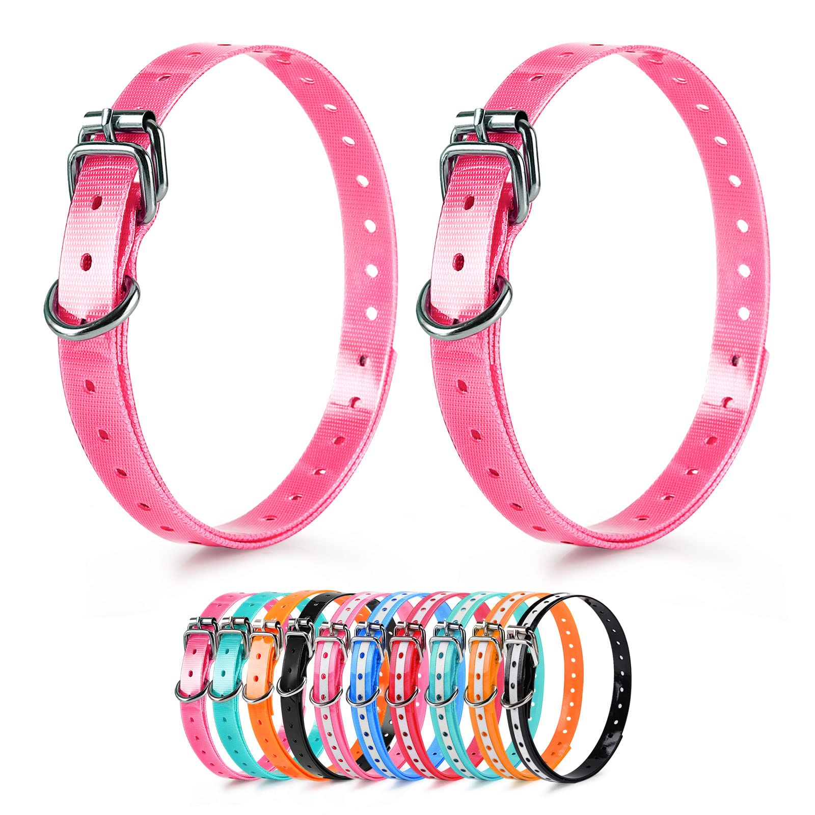Adjustable Replacement Collar Strap for Dog Training Shock Collars & Electric Fence Receivers - Waterproof, Easy Clean, Pink (2-Pack) | Perfect for Outdoor Training & Pet Containment Systems