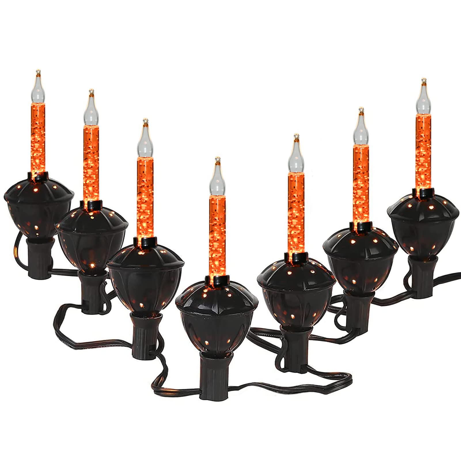 Halloween Black Bubble String Lights - 7Ft Vintage Orange Liquid Bubble Lights with 8 Bulbs (Includes 1 Spare) | Indoor & Outdoor Halloween Decor for Home, Party, Porch, Yard, Haunted House