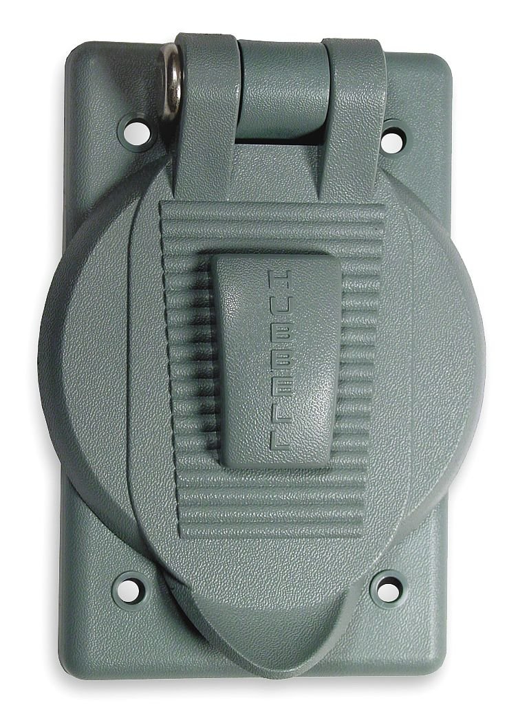 Hubbell HBL7424WO Polycarbonate Lift Cover for 26CM10 Weatherproof Receptacle - Spring-Loaded Ship-to-Shore Electrical Cover, Gray - Ideal for Marine Docks & Outdoor Industrial Use