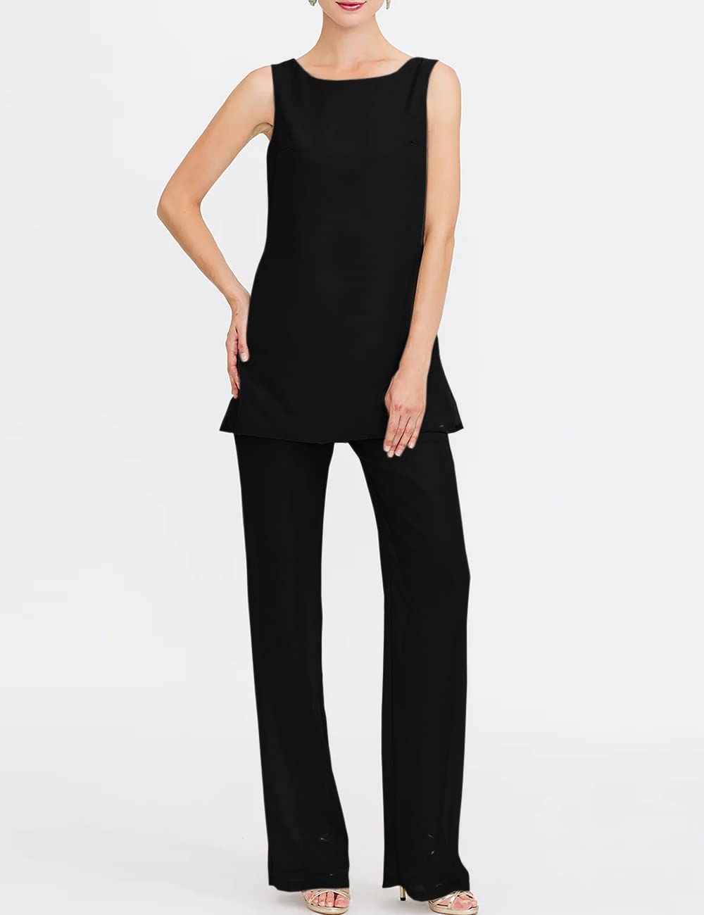 Elegant Chiffon Mother of The Bride Pant Suits 3-Piece Set - Formal Wedding Outfit for Women | Evening Gown for Special Occasions, Bridal Showers & Anniversary Celebrations