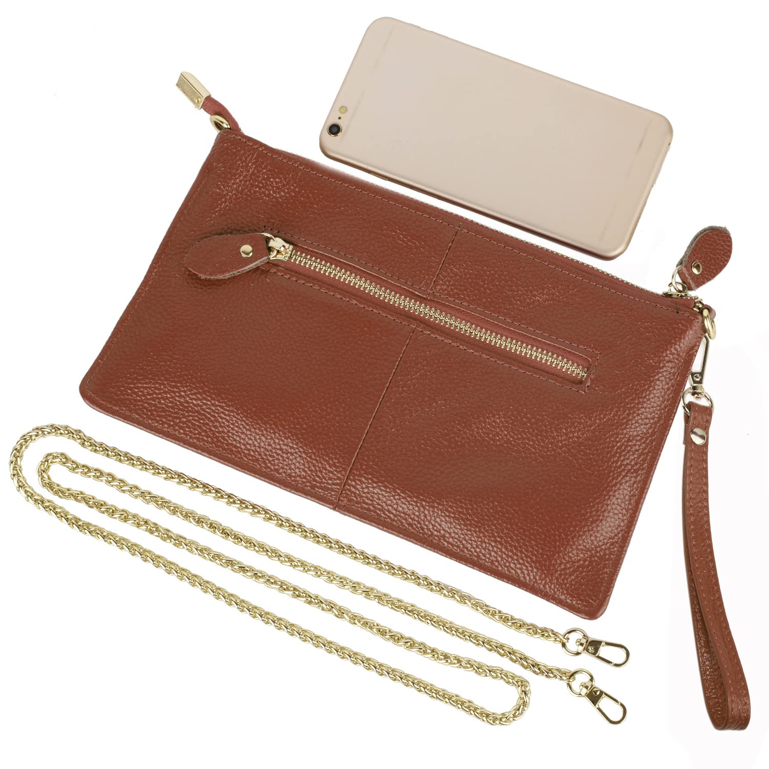 YALUXE Genuine Leather Wristlet Purse for Women - Phone Wallet Crossbody Bag for Daily Use