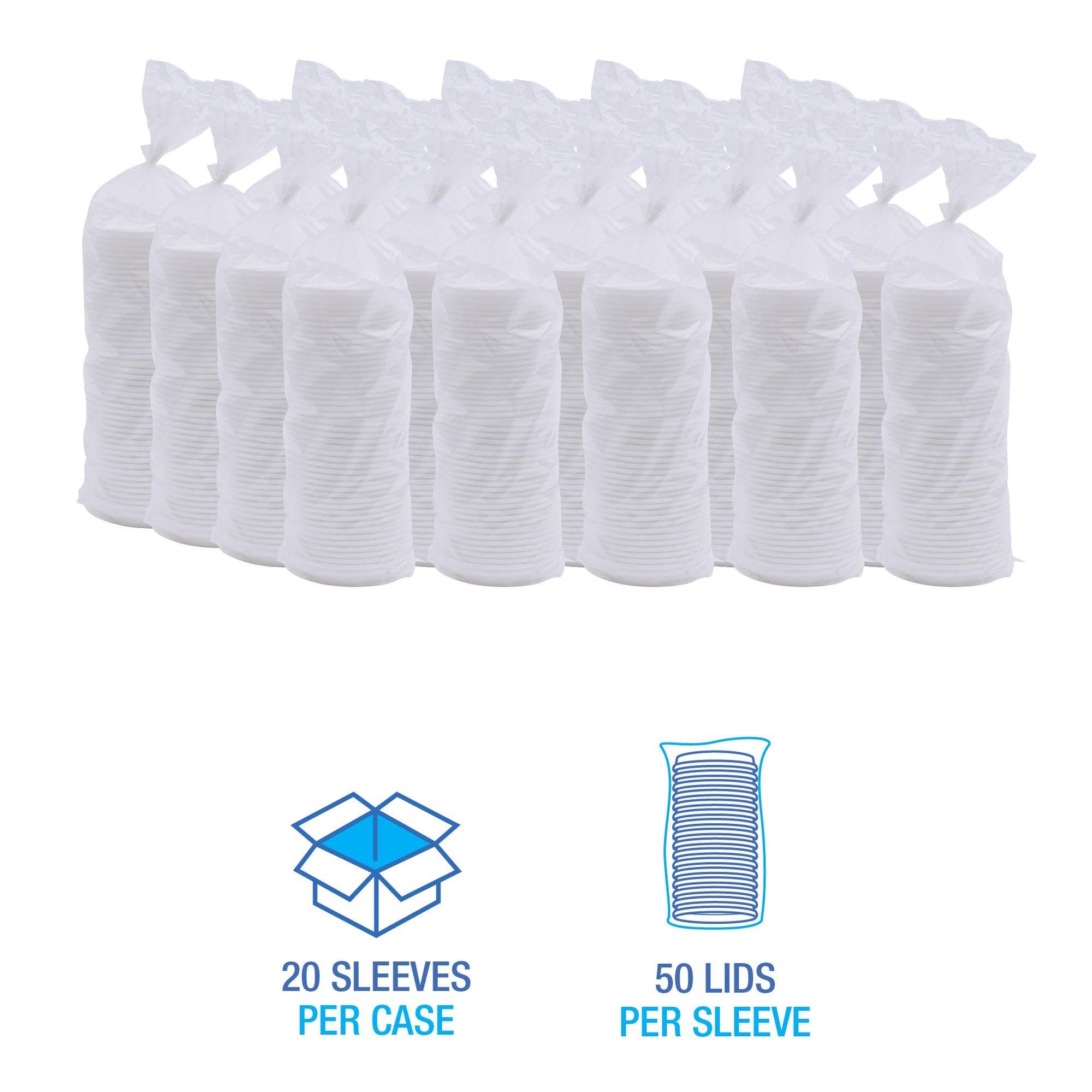 Boardwalk Deerfield Hot Cup Lids - Fits 10oz to 20oz Cups - White Plastic Disposable Lids (50/Pack, 20 Packs/Carton) - Perfect for Coffee Shops, Restaurants & Takeout Services