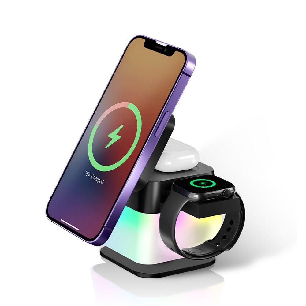QuantumDock 4-in-1 Wireless MagSafe Charger for iPhone 15/14/13/12 - Fast Charging Station for Apple Watch, AirPods & Phone - Perfect for Home, Office & Travel