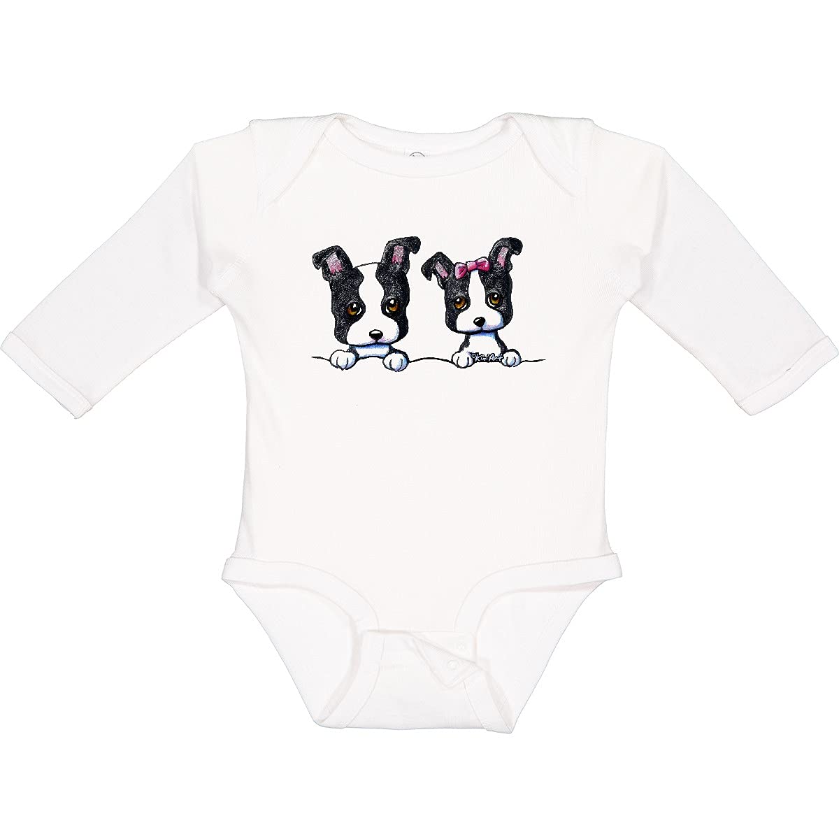 Inktastic Boston Terriers Dark Apparel Long Sleeve Creeper - KiniArt | Cute Dog Lover Outfit for Women & Men | Perfect for Casual Wear, Pet Lovers Gifts, and Boston Terrier Fans