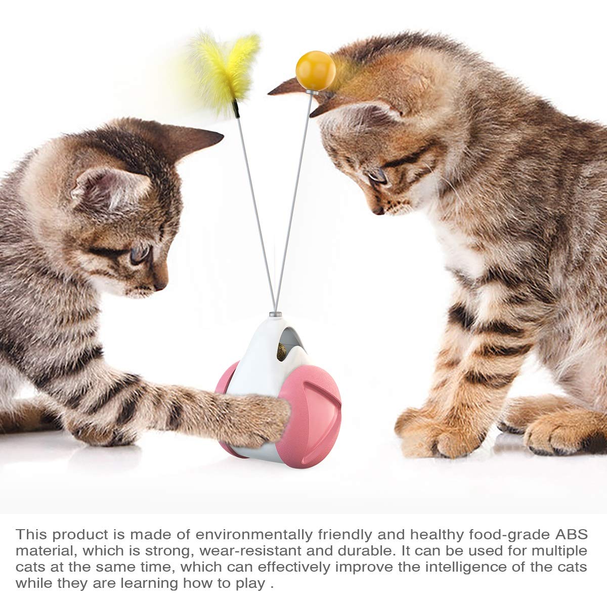 Interactive Catnip Ball Toy with 360° Self-Rotating Motion - Fun Chaser & Balance Swing Car Toy for Indoor Cats (Pink) - Perfect for Playtime, Exercise and Mental Stimulation