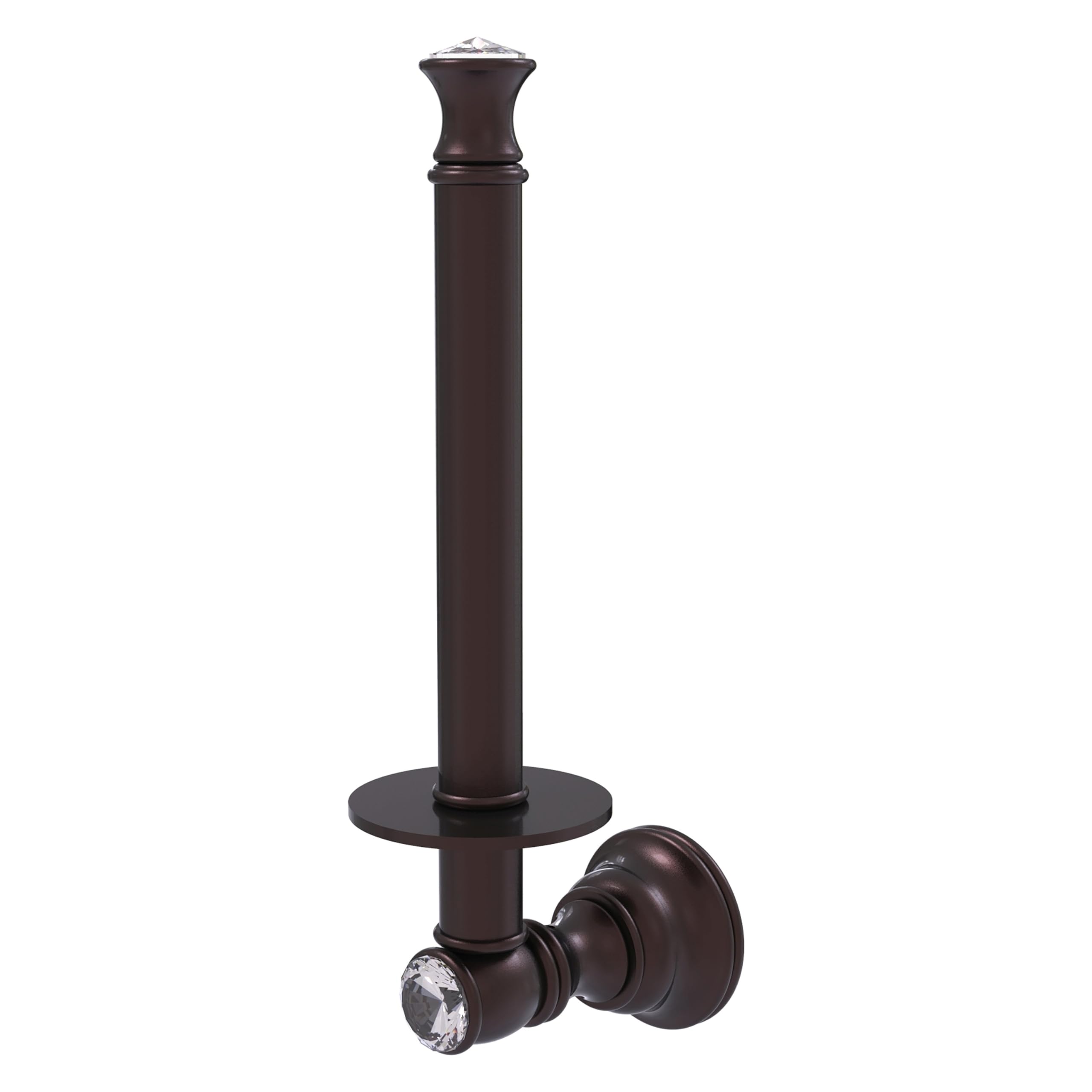 Allied Brass CC-24U Carolina Crystal Collection Antique Bronze Upright Toilet Paper Holder - Elegant Bathroom Accessory for Home & Hotel Decor