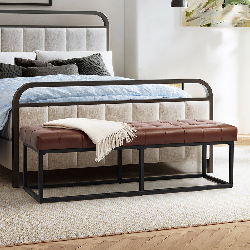 Rosana Genuine Leather Multi-Functional Storage Bench with Cushion Top - Perfect for Entryway, Bedroom, or Living Room Seating and Storage