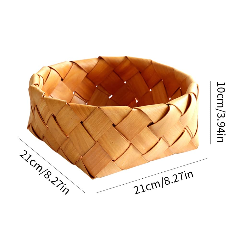 Ochine Handwoven Wood Chip Storage Basket - Natural Rattan Wicker Fruit Bowl, Bread & Flower Holder for Kitchen, Picnic, Home Decor | Eco-Friendly Wooden Decorative Bin for Organizing Fruits, Food & Household Items