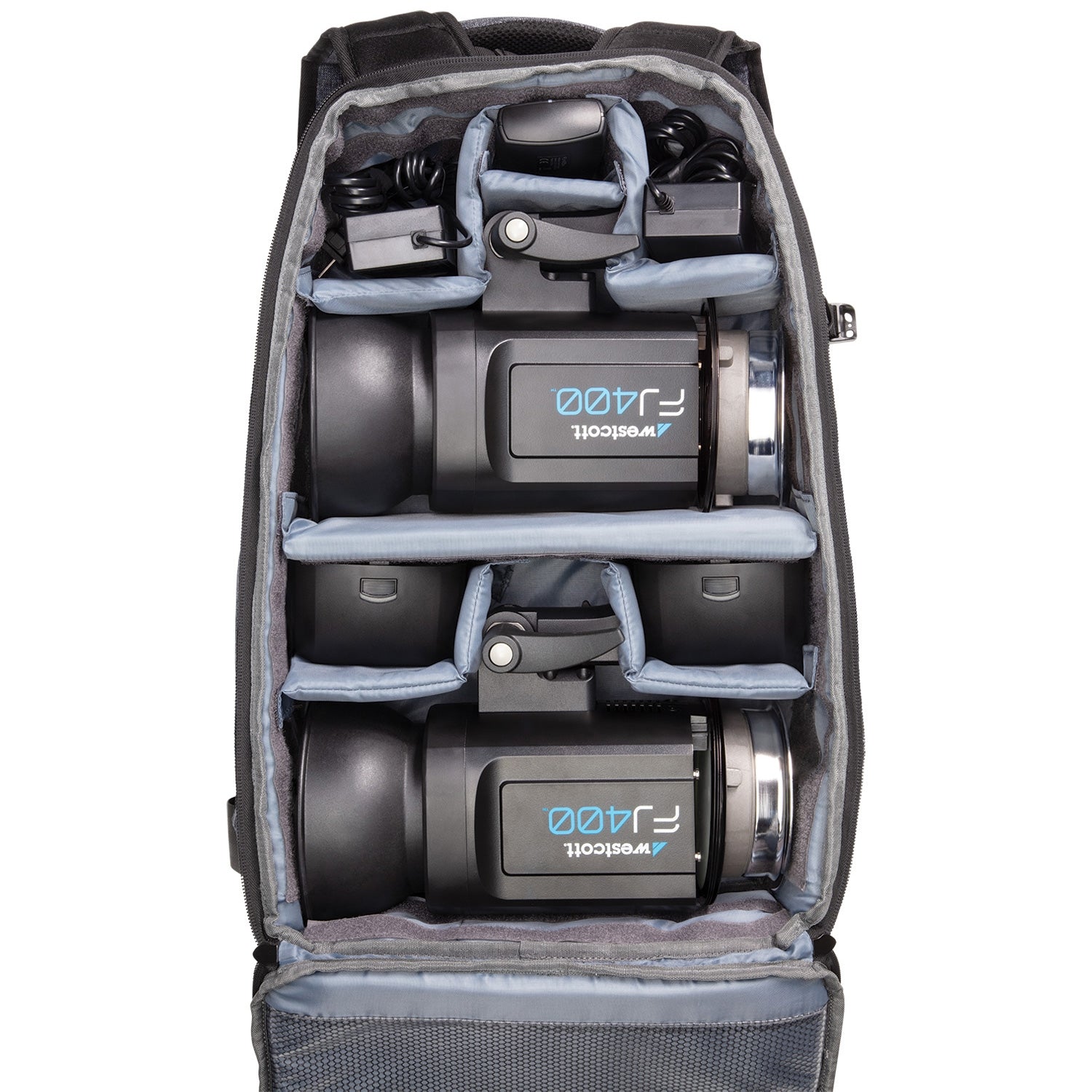 FJ400 Strobe 2 Light Backpack Kit - Professional Photography Lighting for Outdoor & Studio Shoots - Perfect for Portrait, Fashion, and Event Photography