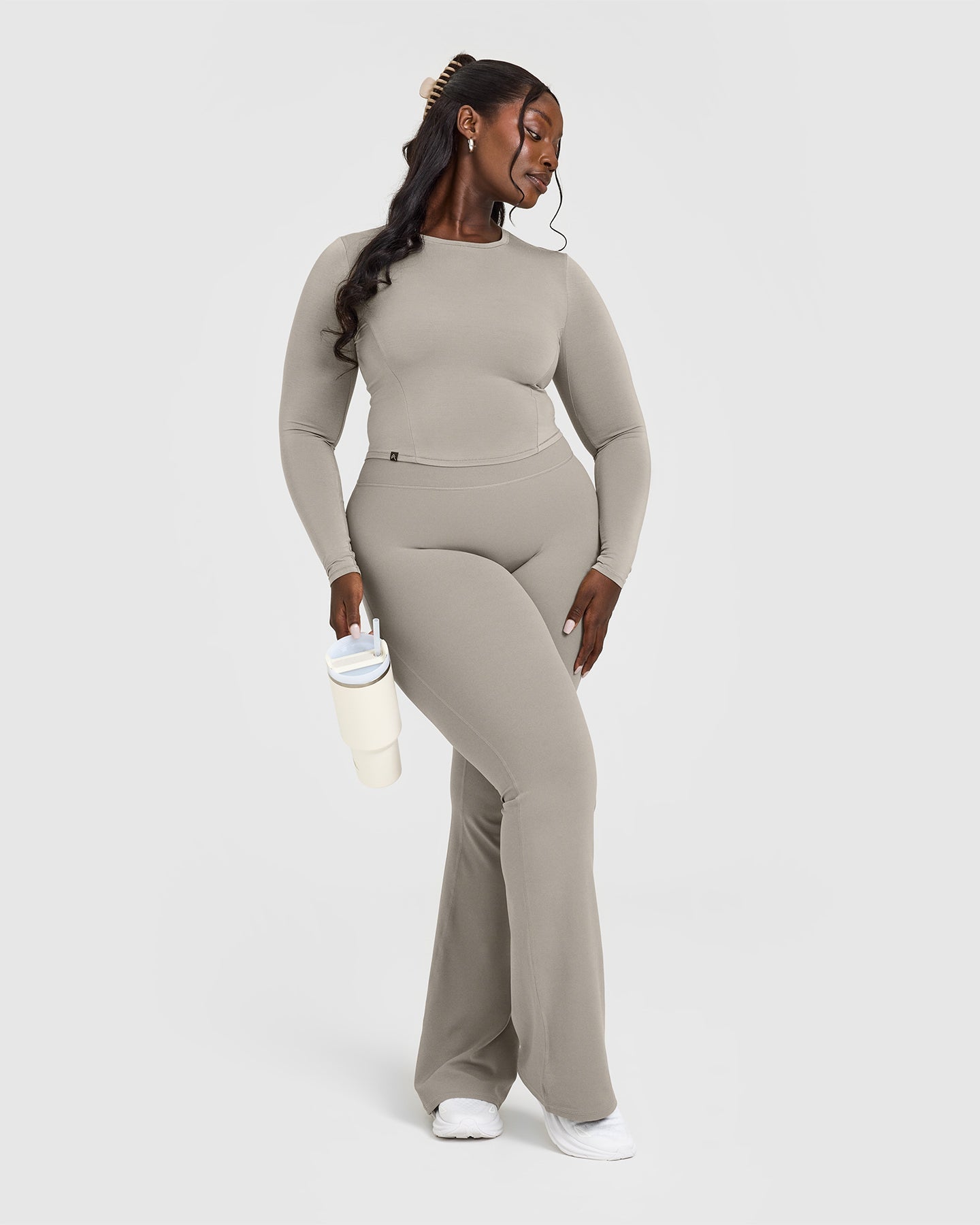 Mellow™ Soft Mid-Long Sleeve Women's Top | Warm Sand Color | Cozy Casual Wear for Fall & Winter | Perfect for Layering, Office, and Weekend Outfits
