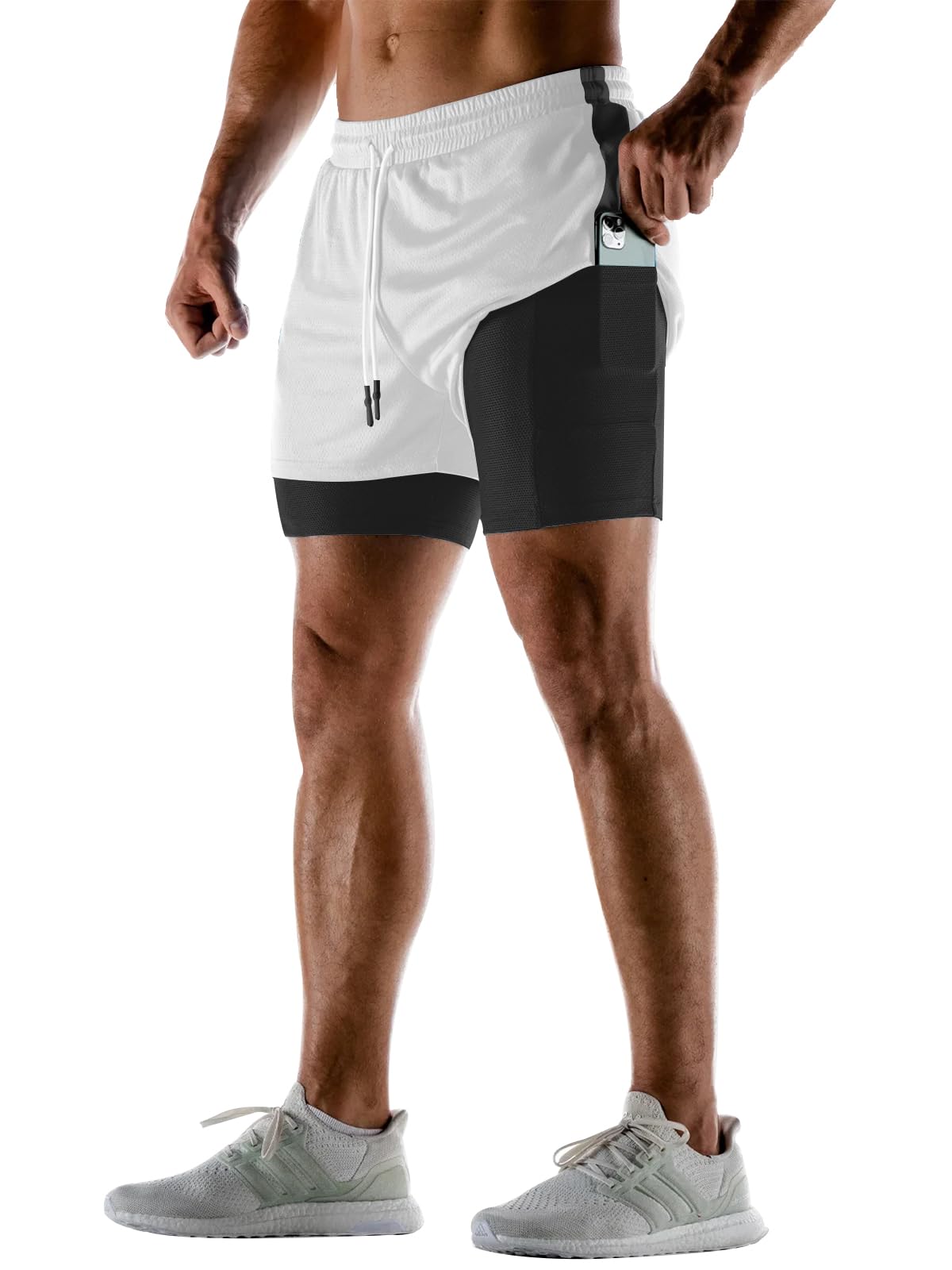 Aolesy Men's 2-in-1 Running Shorts - Quick Dry 5