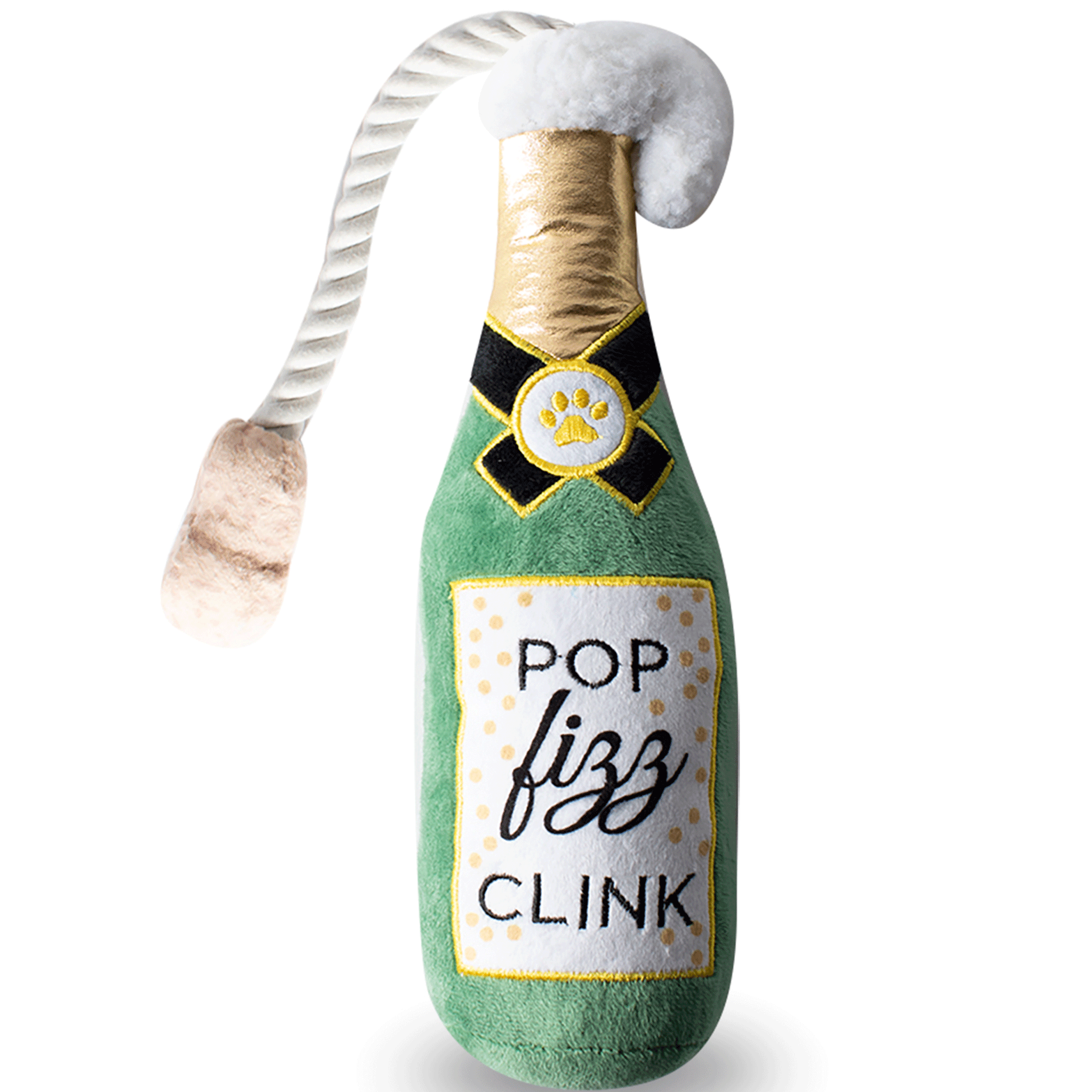 Fringe Pop Fizz Clink Green Dog Toy - Durable Chew Toy for Small & Medium Dogs - Perfect for Playtime & Training