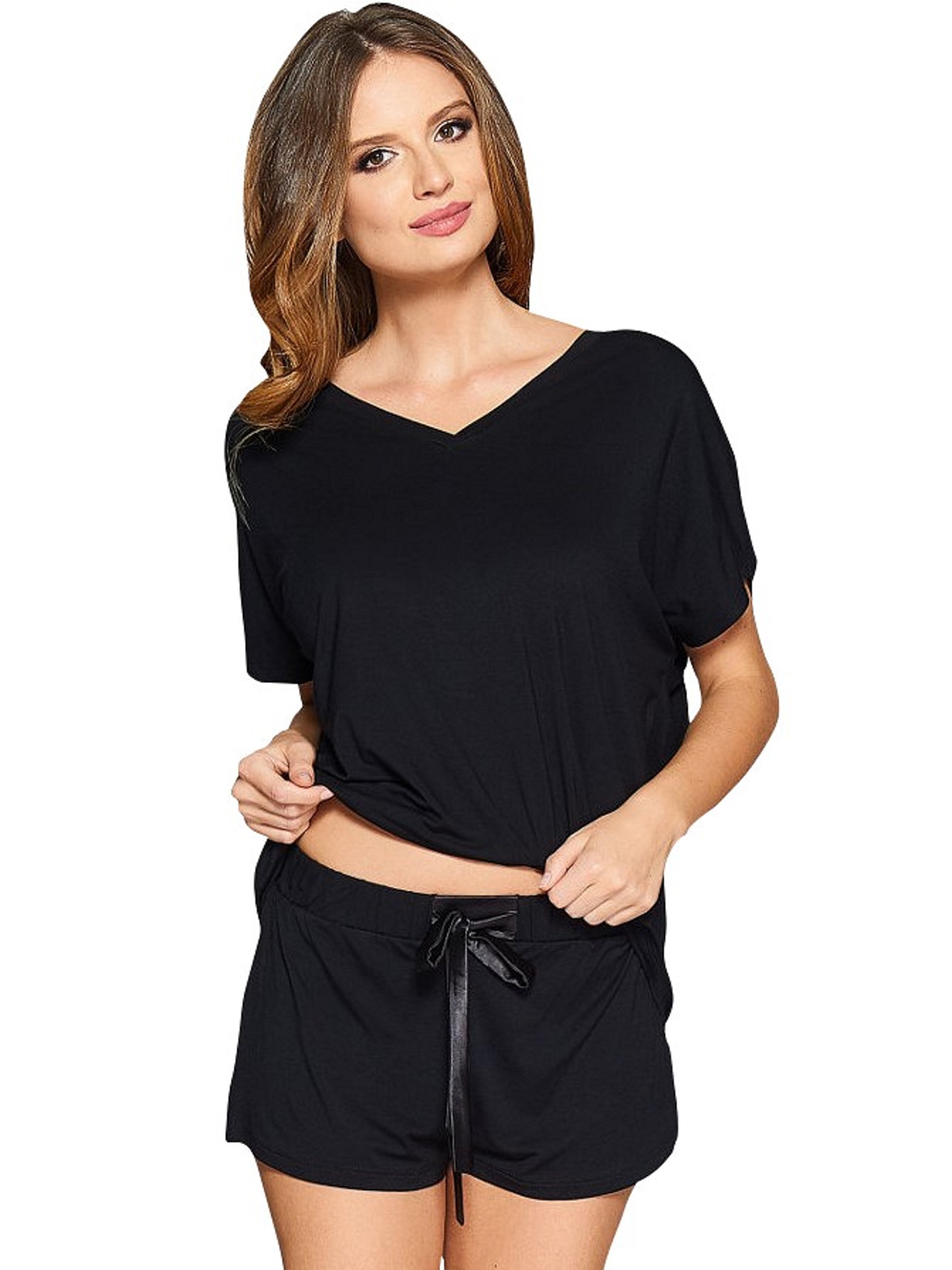 Soft & Comfortable Viscose Pajama Shorts for Women - Breathable Sleepwear Set | Handmade in Europe | Perfect for Summer Nights & Lounge Wear (Black)