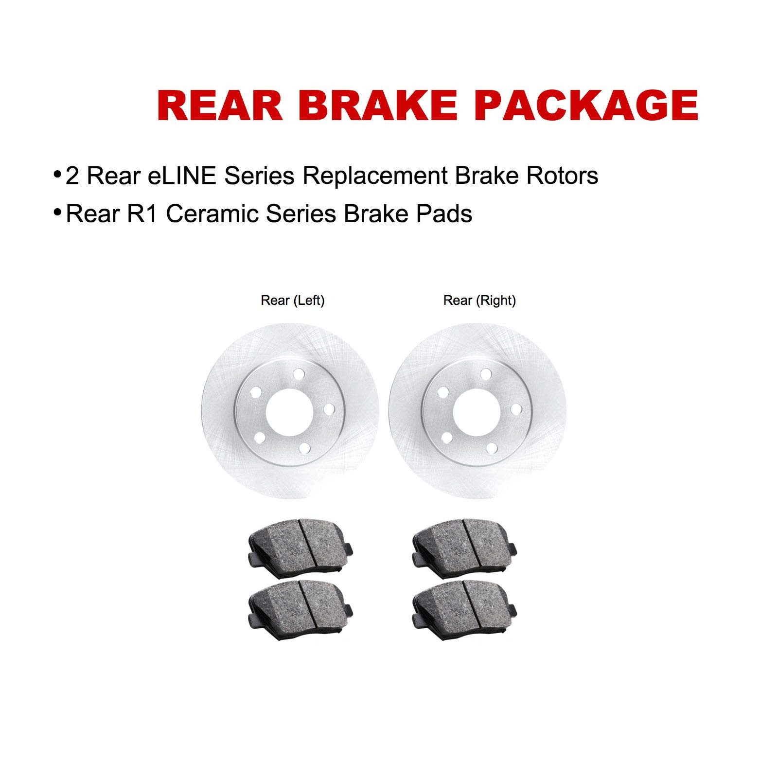 R1 Concepts Rear Brake Pads and Rotors Kit - Semi-Metallic Brake System Replacement for 1992-1997 Honda Accord & 1997 Acura CL | Durable Stopping Power for City Driving & Highway Commutes
