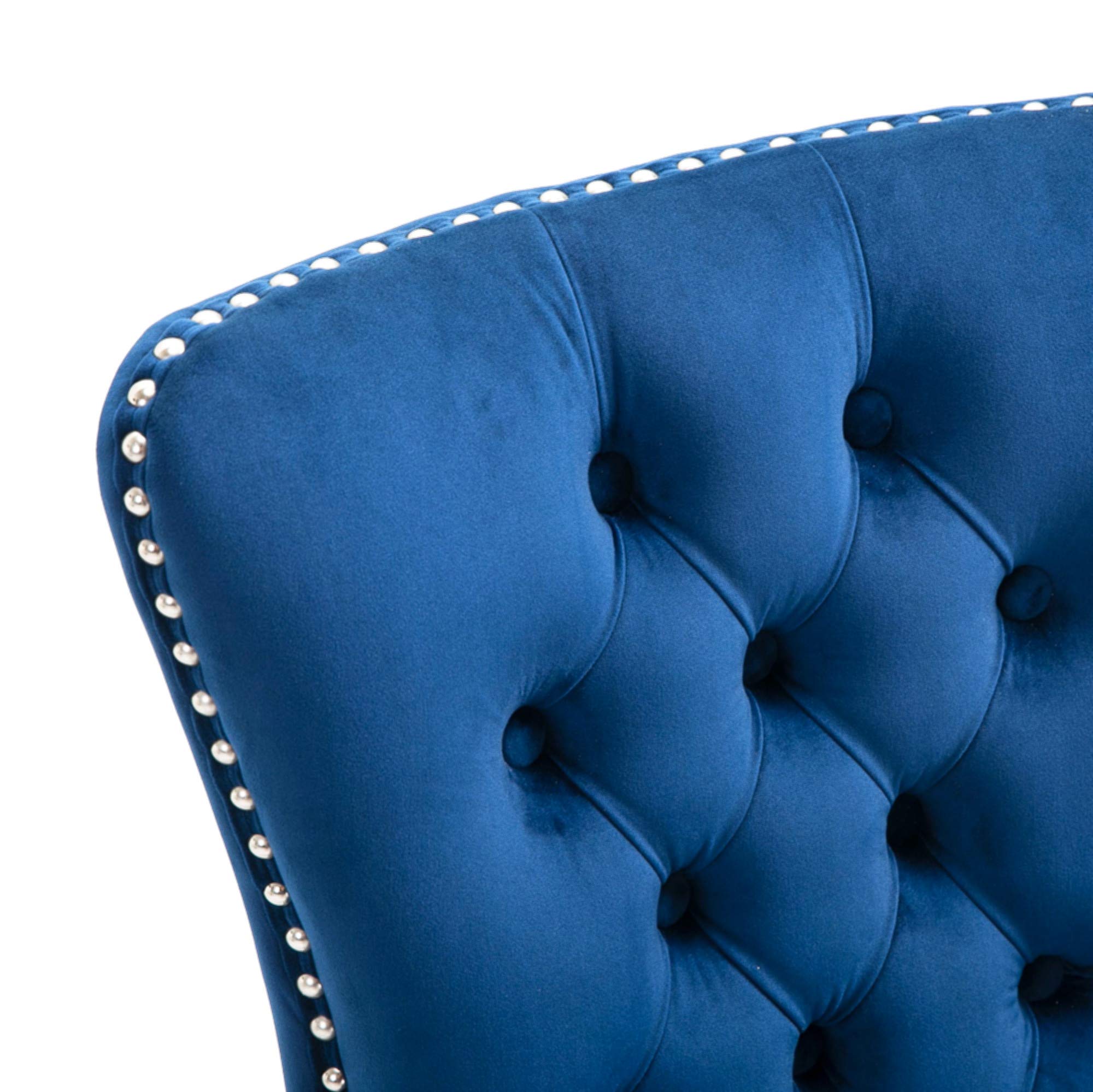 Luxury Velvet Dining Chairs Set of 2 - Elegant Tufted Upholstered Accent Chairs with Button Nailhead Trim, Armless Modern Side Chairs for Dining Room, Living Room, Bedroom (Sky Blue) - Perfect for Home Decor, Dinner Parties & Cozy Reading Nooks