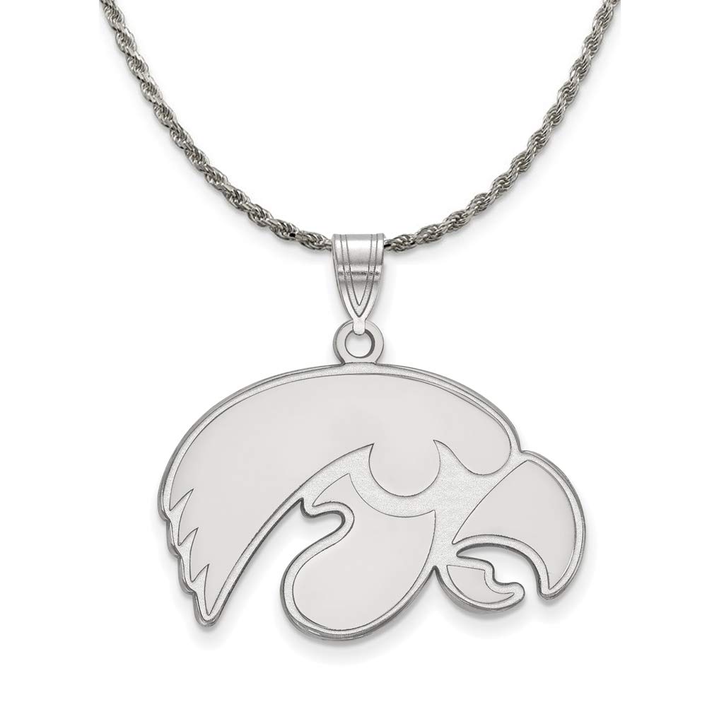 Black Sterling Silver Hawkeyes Pendant Necklace for Iowa Fans & Gifts
