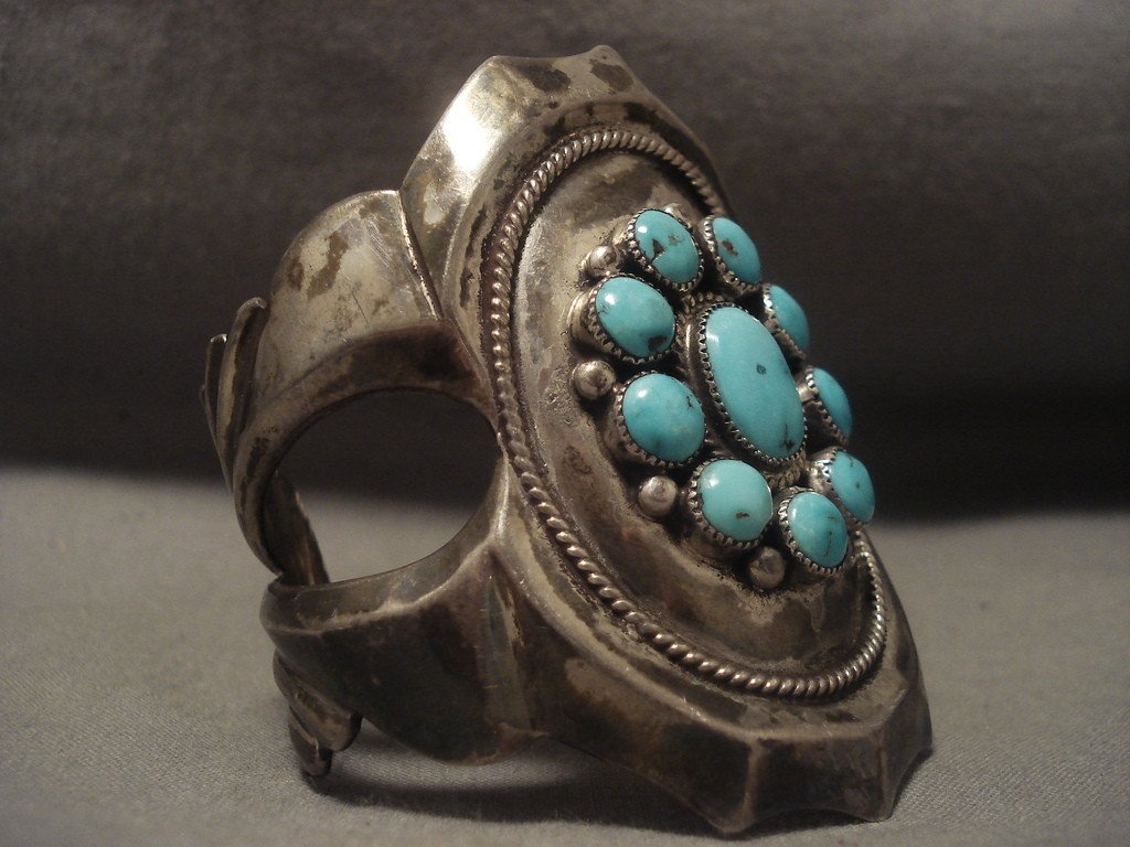 91 Gram Vintage Navajo Easter Blue Turquoise Native American Silver Bracelet – Authentic Handmade Jewelry for Women, Boho Fashion & Special Occasions