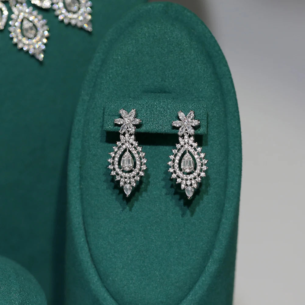 Luxury AAA Zirconia Bridal Jewelry Set 4PCS - Wedding & Party Accessories for Bride, Bridesmaids, and Special Occasions | Elegant Necklace, Earrings, Bracelet & Ring Set