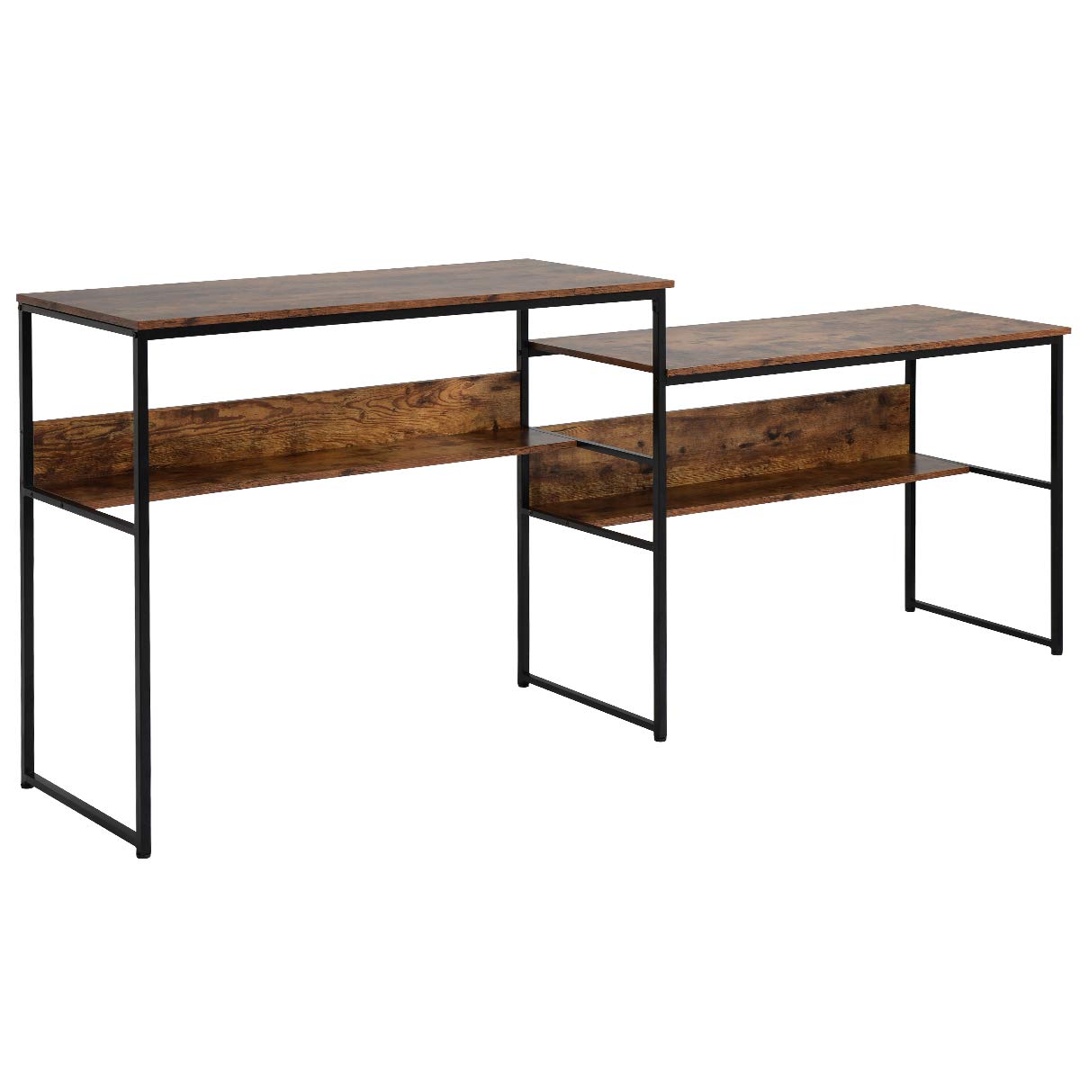 Home Office Two Person Desk - 94.4 x 19.7 Inch Extra Large Double Workstation Computer Desk with Open Storage Shelves | Perfect for Shared Workspaces, Couples, and Home Office Productivity