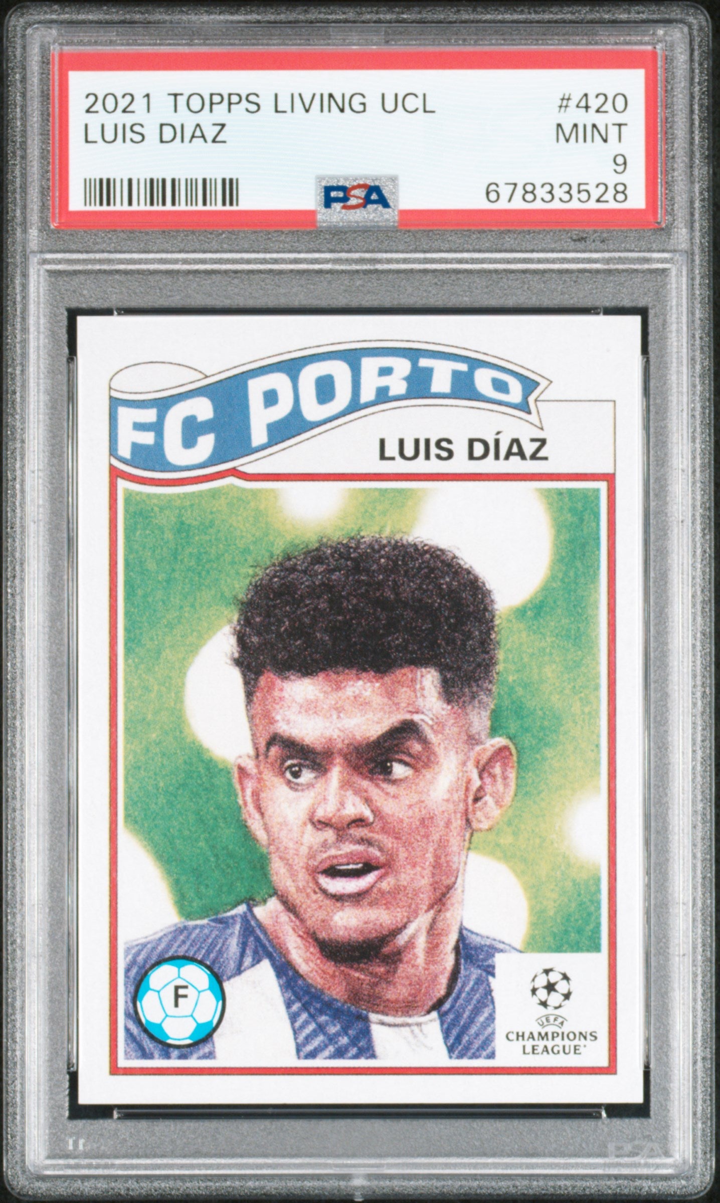 Luis Diaz 2021 Topps UEFA Champions League Base Card #420 PSA 9 - Perfect for Soccer Collectors and Fans of Liverpool FC