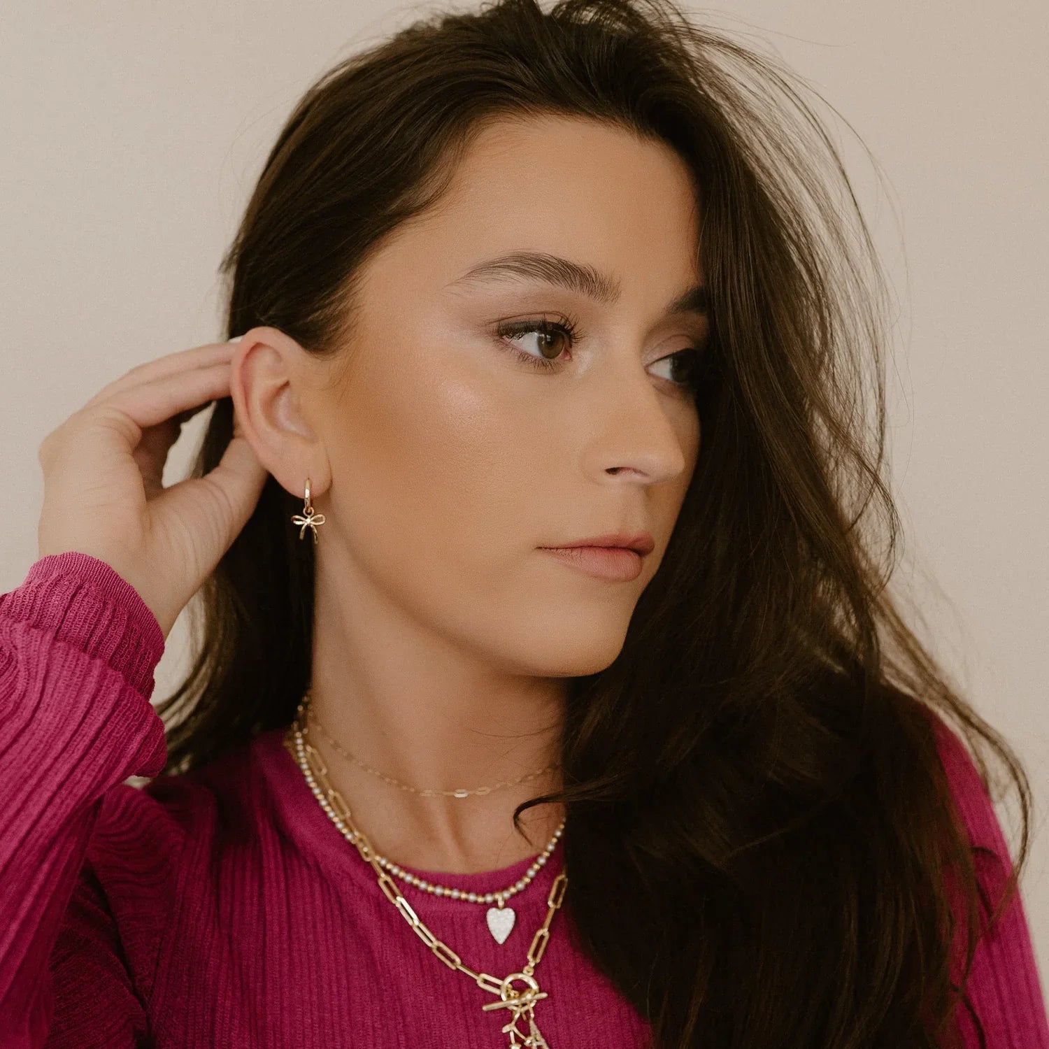 Crystal Charm Huggie Earrings in Rose Gold & Silver | Dainty Hoop Earrings for Women | Perfect for Everyday Wear & Special Occasions
