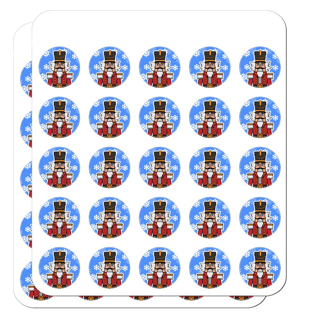 1 Inch Grinning Nutcracker Soldier with Snowflakes Clear Stickers for Planner, Calendar, Scrapbooking & DIY Crafts - Perfect for Holiday Decorations, Gift Wrapping and Journaling