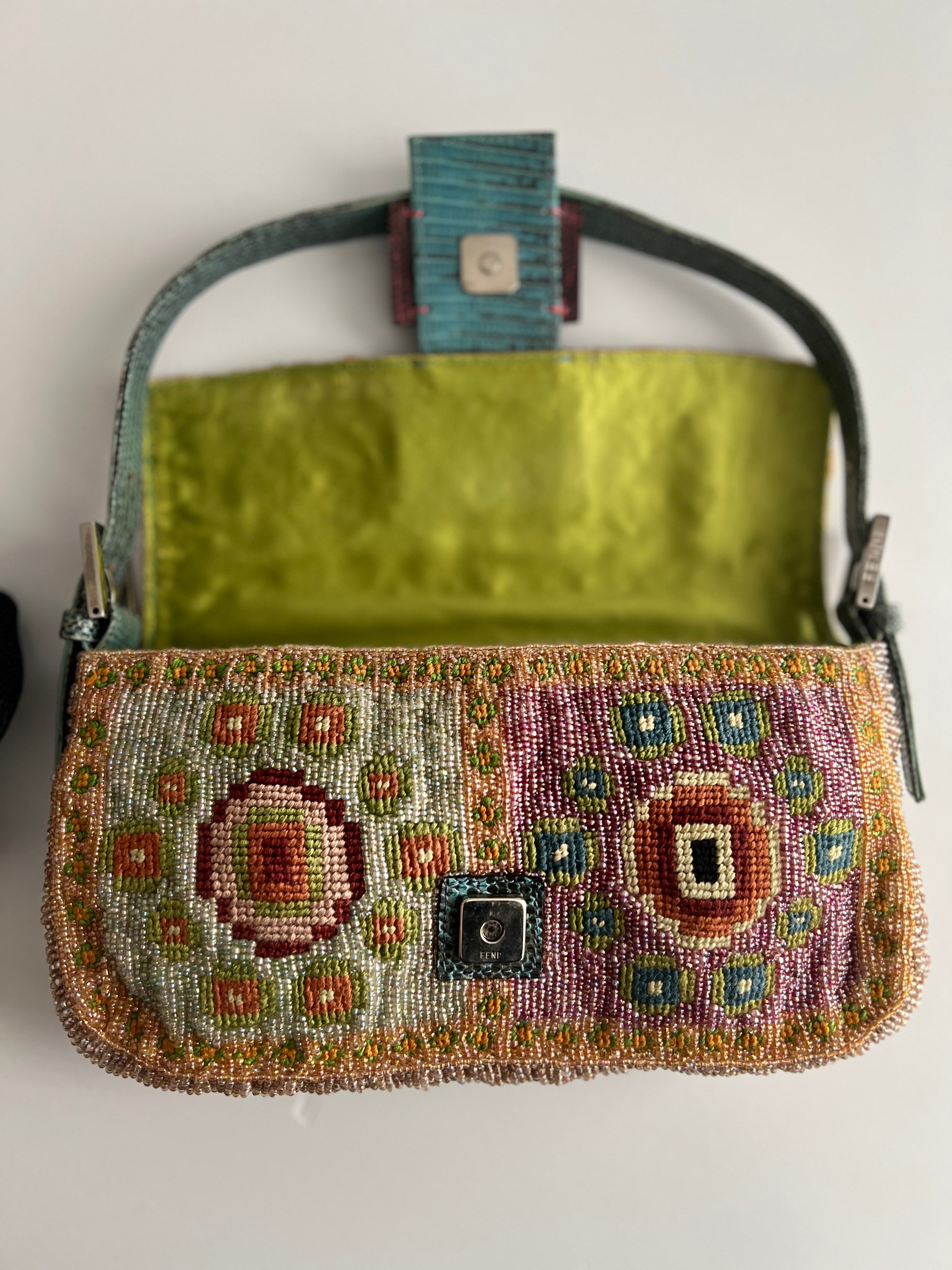 Vintage Fendi Boho Beaded Baguette Bag - Stylish Crossbody Purse for Women, Perfect for Parties, Weddings & Date Nights