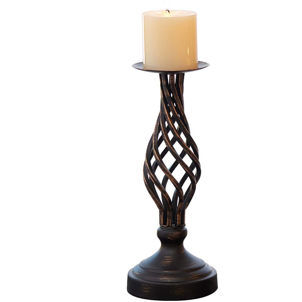 Vintage Iron Hollow Candlestick Holders - Set of 2 Rustic Candle Stands for Weddings, Dining Table Centerpiece, Party Decor & Home Decoration (Large Size) | Perfect for Farmhouse, Church & Holiday Events