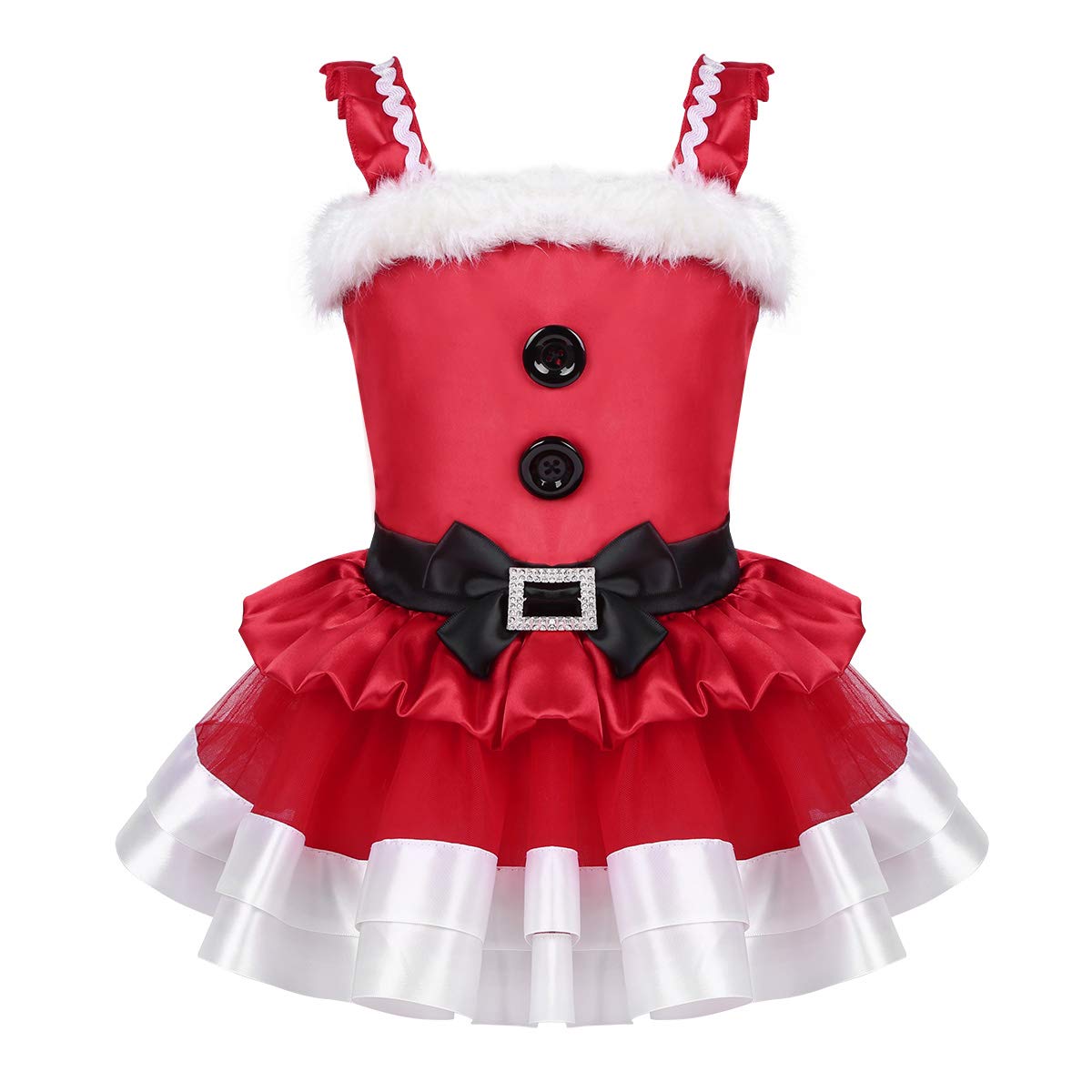 MSemis Girls Christmas Santa Dance Costume - Sparkling Sequins Tutu Dress with Matching Hat for Holiday Performances, Ice Skating Shows & Stage Parties | Festive Outfit for Christmas Pageants, Recitals & Winter Celebrations