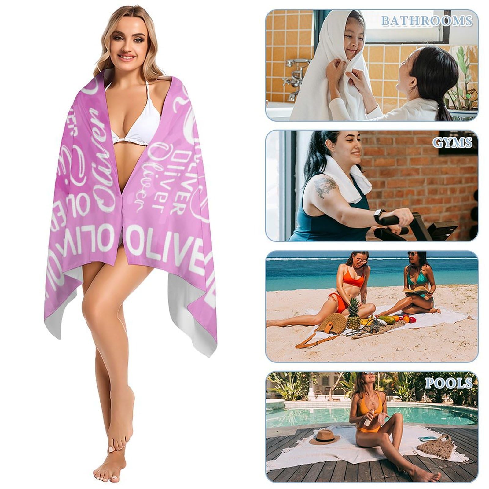 Custom Personalized Beach Towels for Kids & Adults - Microfiber Travel Towels with Name, Perfect for Pool, Beach, Vacation, and Outdoor Adventures