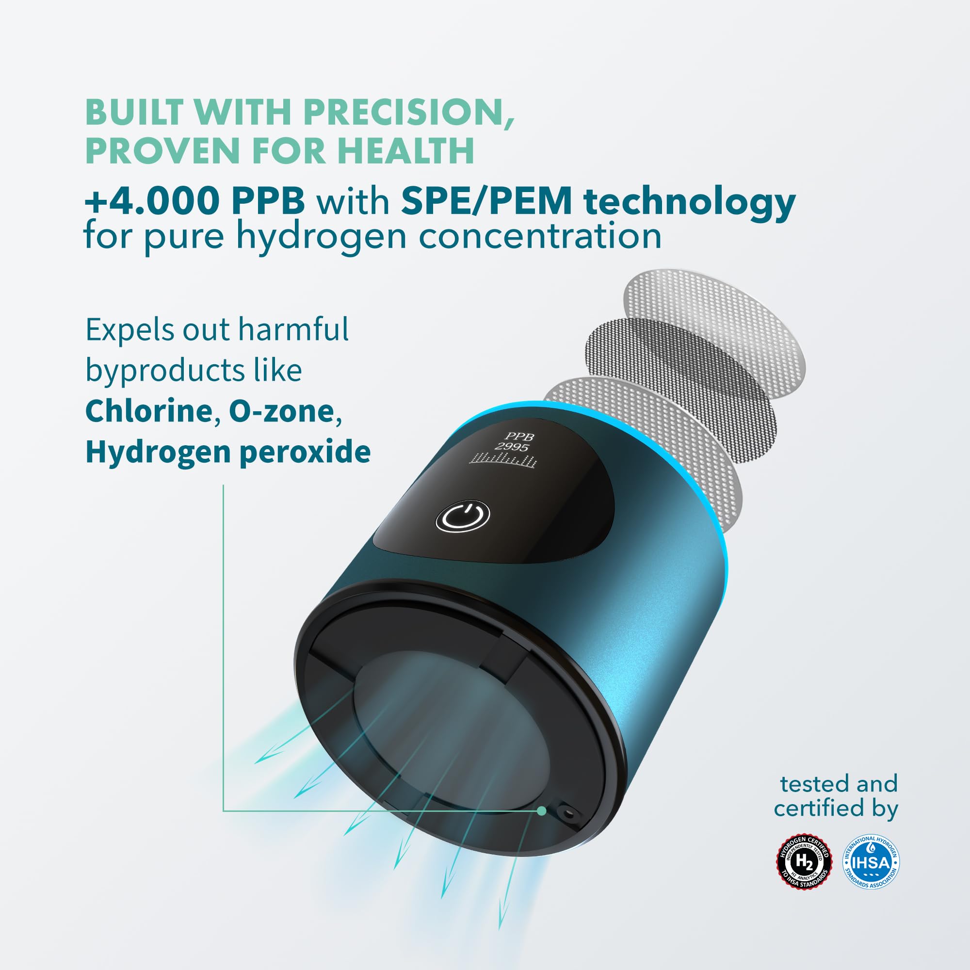 Premium Hydrogen Water Bottle Generator - 4100+ PPB H2 Concentration with SPE/PEM Technology - Certified Portable Hydrogen Infuser for Athletic Performance & Hydration - 6-Hour Hydrogen Retention - Ideal for Gym, Travel & Daily Wellness Routine