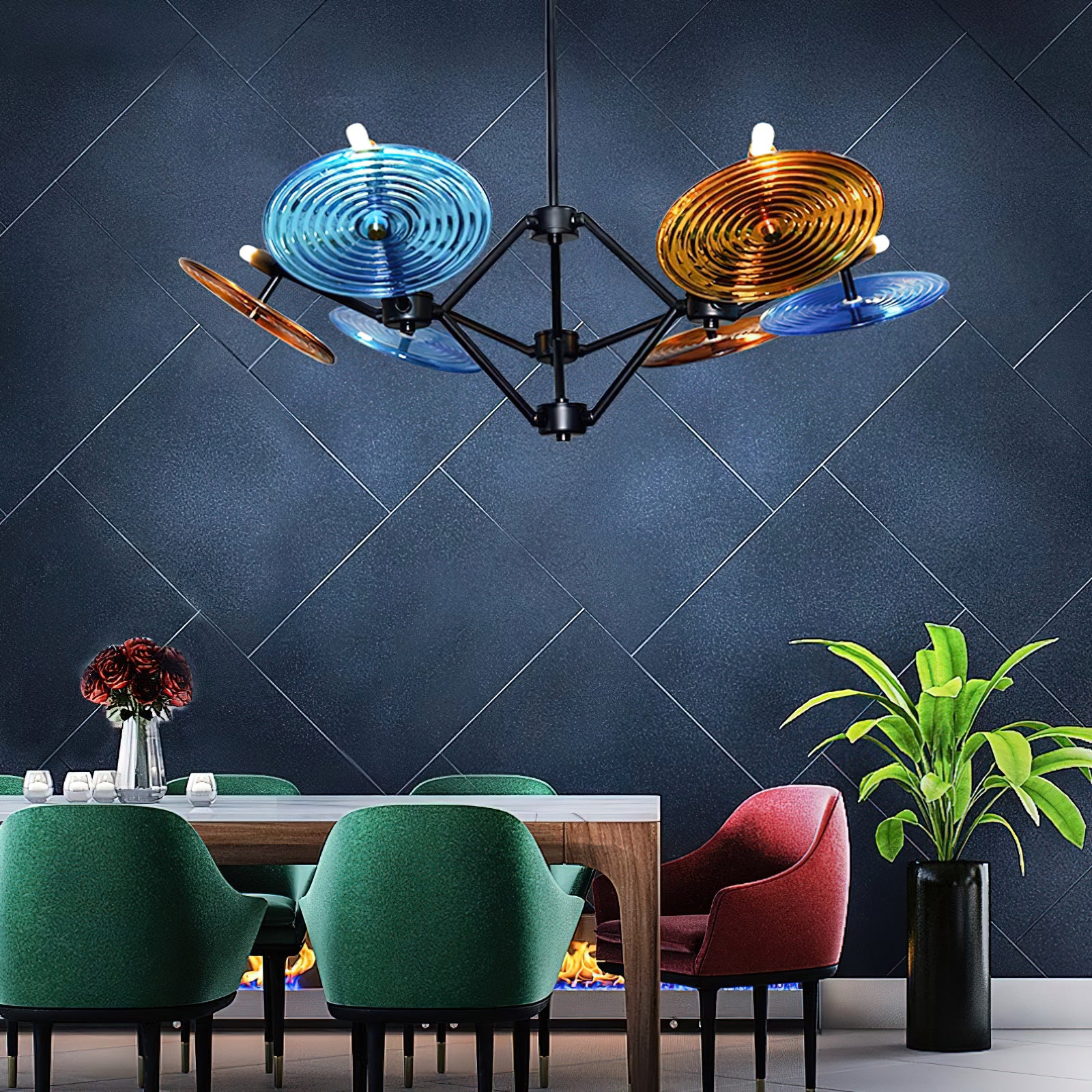 Vibrant Rotary Chandelier - Modern Spinning Ceiling Light Fixture for Dining Room, Bedroom & Living Room Decor | Energy Efficient LED Lighting Solution