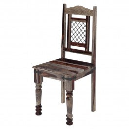 Florida Rustic Wood and Wrought Iron Dining Chair - Farmhouse Style Kitchen & Patio Seating for Home Decor
