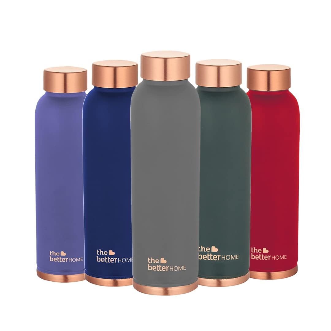 Premium 1 Liter Pure Copper Water Bottle with Antioxidant Properties | Boosts Immunity & Enhances Health | 100% Copper Bottle for Daily Hydration | Grey (Pack of 10) | Ideal for Gym, Yoga, Office & Outdoor Activities