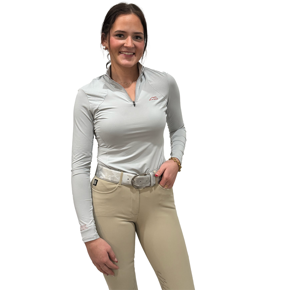 Equiline Women's Estrae Half Zip Second Skin Anti UV Shirt - UPF 50+ Sun Protection, Moisture-Wicking & Breathable for Outdoor Activities, Hiking, Running & Yoga