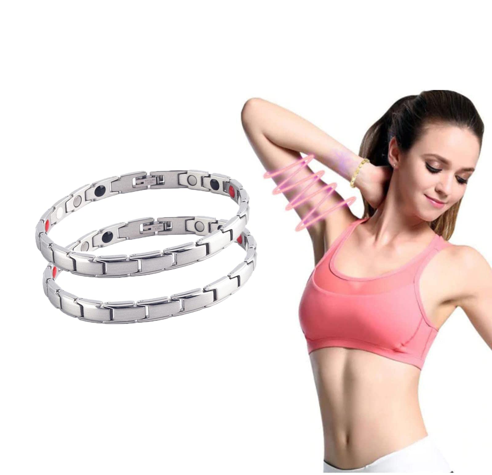 AQWEI Titanium Magnetic Bracelet for Weight Loss & Lymphatic Drainage - Slimming Magnetic Therapy Bracelet for Women & Men - Perfect for Fitness, Wellness & Detox