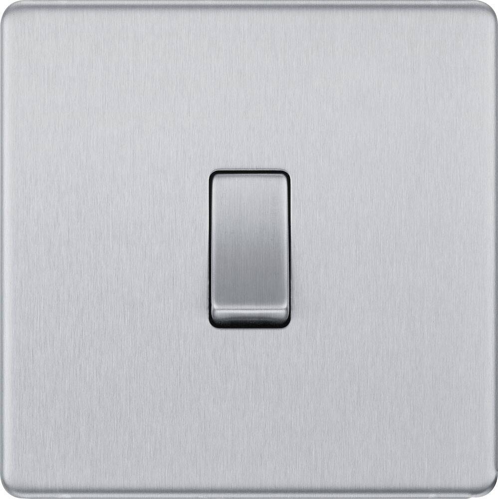 BG Nexus Screwless Brushed Steel 1 Gang 2 Way Light Switch FBS12 - Perfect for Modern Home and Office Lighting Control