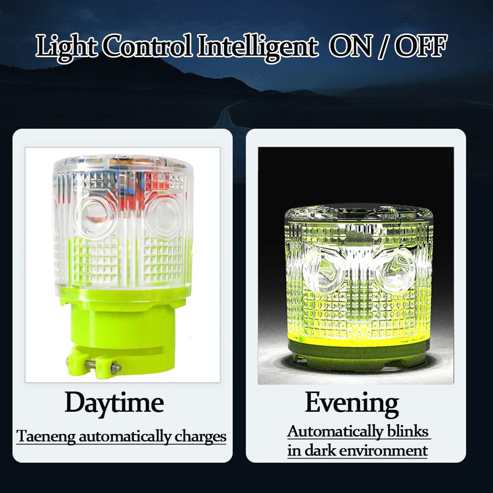 Solar Strobe Warning Light - Super Bright Emergency Flashing Light for Road Construction, Traffic Safety & Barricades - IP48 Waterproof (White) - Ideal for Night Work Zones, Hazard Areas & Emergency Signaling