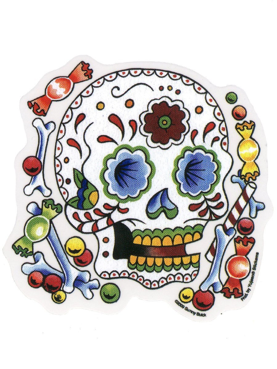 Sugar Skull Stickers - Colorful Day of the Dead Decals for Laptops, Water Bottles & DIY Crafts - Mexican Sugar Skull Vinyl Decals