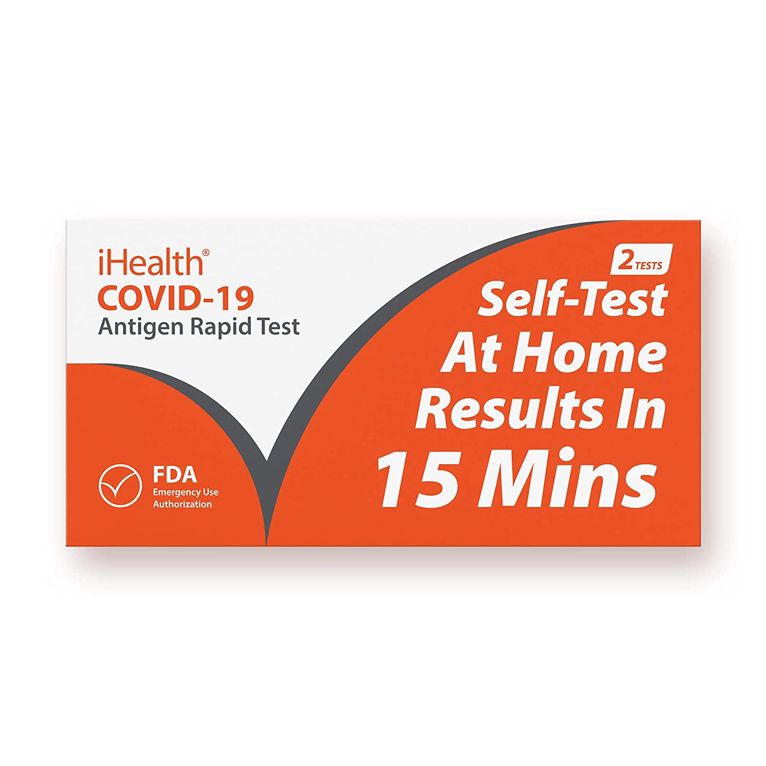 iHealth COVID-19 Antigen Rapid Test Kit - 2 Pack | At-Home Self Testing | FDA EUA Approved | Travel & Workplace Screening