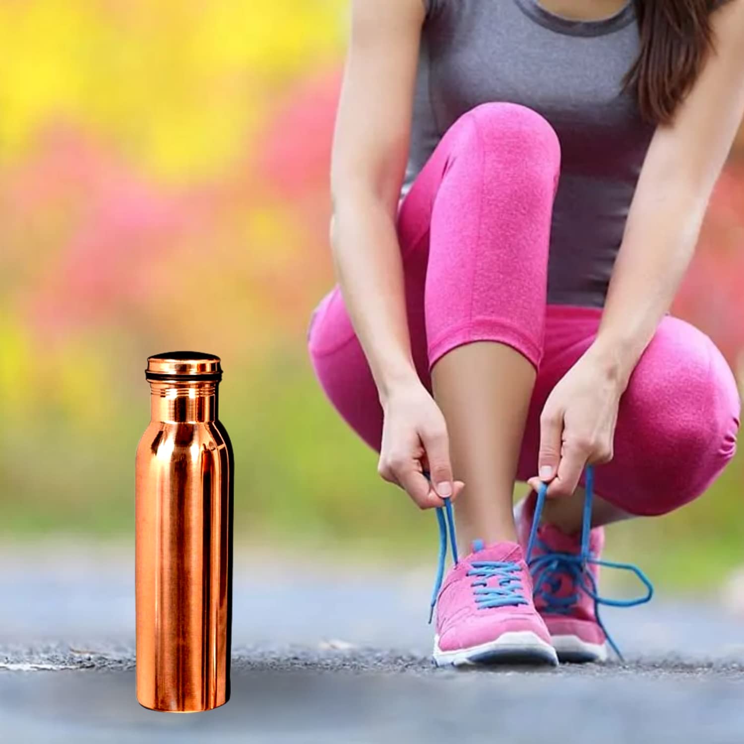 BPA-Free Plain Copper Water Bottle 1000ml (34oz) - Eco-Friendly, Leak-Proof, Keeps Liquids Hot/Cold for Hours - Perfect for Gym, Office, Travel & Outdoor Activities